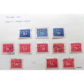 Czechoslovakia - 1946-1948 - Postage Due - 11 Used hinged stamps, on paper.