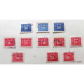 Czechoslovakia - 1946-1948 - Postage Due - 11 Used hinged stamps, on paper.