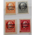 Bavaria - 1919 - King Ludwig III - Overprint: VOLKSSTAAT BAYERN  - 4 Imperf Unused hinged stamps
