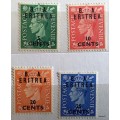 GB - 1951 - George VI - Overprinted `B.A. Eritrea` - 4 Unused Hinged stamps