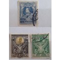 Siam - 1910 King Rama V Garuda- 2 Used Hinged stamps and 1921 King Vajiravudh - 1 Used Hinged stamps