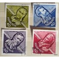 Hungary -1963 - Celebrities and Anniversaries - 4 Cancelled Hinged stamps