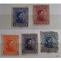 Uruguay - 1928 - Definitives - General Jose Artigas - 5 Used and Unused (some hinged) stamps