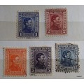 Uruguay - 1928 - Definitives - General Jose Artigas - 5 Used and Unused (some hinged) stamps