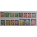 Germany - 1954 - President Heuss definitive - 15 Used (some Hinged) stamps