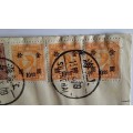 SHANGHAI to Posted to England - 5 Overprint Surcharge stamps and Airmail label Envelop