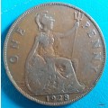 GB - George V - 1928 - One Penny - (smaller portrait) - Bronze
