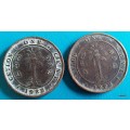 Ceylon - George V - 1922 and 23  - One cent x2 - Bronze