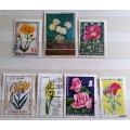 Theme: Flowers - Mixed Lot of 7 Used Hinged stamps