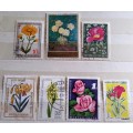 Theme: Flowers - Mixed Lot of 7 Used Hinged stamps