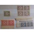 Belgian Congo - 1923 - Postage Due - 5c Block of 4, 10c + 50c Pairs, 1Fr Single - All unused Hinged