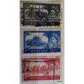 GB - Castles - High Values -  5/- 10/- GBP1 - 3 Used Hinged stamps