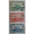 Turkey - Ottoman - 1914 - Selimiye Mosque, Adrianople - 3 Surcharged Postage Due Used Hinged stamps