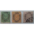 Turkey-  Ottoman - 1876 - Star and Crescent - 3 Used Hinged stamps