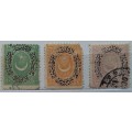 Turkey-  Ottoman - 1876 - Star and Crescent - 3 Used Hinged stamps