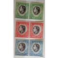 South West Africa - 1937 - Coronation George VI - 3 Pairs Unused Hinged stamps