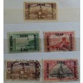 Iraq - 1918-1923 - Ottoman - British Occupation Issue Overprint - 2 Unused and 3 Used Hinged stamps