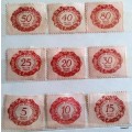 Liechtenstein - 1920 - 9 Unused Hinged Tax stamps