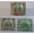 Fed Malay States - 1904-22 - $1 $2  $5 - Elephant - Fiscal - 3 Used Hinged stamps