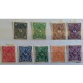 German Reich - 1921/2 - Post Horn - 9 Unused Hinged stamps