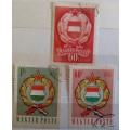 Hungary - 1958 - Communist Coat of Arms - 3 Used Hinged stamps