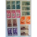 SWA O/print- 1943-44 - War Effort - Reduced Sizes (Bantam) - 7 Pairs - Unused Hinged stamps