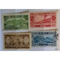 Syria - 1925 - Pictorials - 3 Used Hinged stamps and 1 Unused Postal Tax stamp