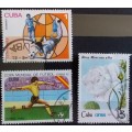 Cuba - Mixed Lot of 3 Used Hinged stamps