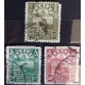 China (Empire) - 1913-23 - Reaping Rice - 3 Used Hinged stamps