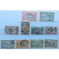 Nigeria - 1953 - Elizabeth II Pictorials -  10 Used Hinged stamps (5/- Included)