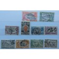 Nigeria - 1953 - Elizabeth II Pictorials -  10 Used Hinged stamps (5/- Included)