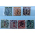 Chinese Imperial Post - 1912 - Coiling Dragon overprint Republic - 7 Used Hinged stamps