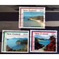 New Zealand - 1986 - Coastal Scenery - 3 Used Hinged stamps