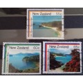 New Zealand - 1986 - Coastal Scenery - 3 Used Hinged stamps