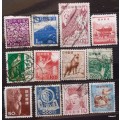 Japan - Mixed Lot of 12 Used Hinged stamps