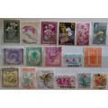 World Mix - Mixed Lot of 17 Used (some Hinged) stamps - Theme: Flowers/plants