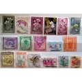 World Mix - Mixed Lot of 17 Used (some Hinged) stamps - Theme: Flowers/plants