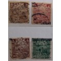 China - 1913-1923 - Reaping Rice -  4 Used Hinged Stamps