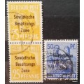 Germany - 1948 - Overprint: Sowjetischa Besatzungs Zone - Soviet Occupation - 3 Used Hinged stamps