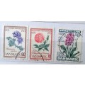 Denmark - 1973/4 - Flowers - 3 Used stamps