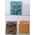 Colombia - 1880`s - Coat of Arms - 3 Unused Hinged stamps