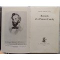 The Records of a Pioneer Family - Transcribed and Edited by Arthur Rabone - Hardcover 1966
