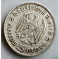 Germany - 1935 D - 5 Reichsmark (Paul von Hindenburg) - Silver