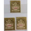 Hungary - 1946 - Arms and Post Horn - 3 Unused Hinged stamps