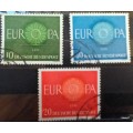 Germany - 1960 - Europa - Set of 3 Used Hinged stamps