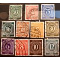 Germany - 1946 - Allied Occupation - General Issue (Numerals) - 11 Used (some Hinged) stamps