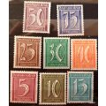 Germany - 1921-22 - Large Numerals - 8 Unused Hinged stamps