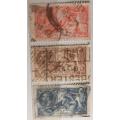 GB - 1913 - King George V - 2/6  5/-  10/-  - 3 Used stamps