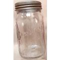 Vintage Consol Ribbed Preserve Jar/Inmaakbottel - With Original Consol Glass Top  and Broad Ring