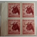 Union of South Africa - 1954 - Definitive - 1d - Block of 4 Unused stamps